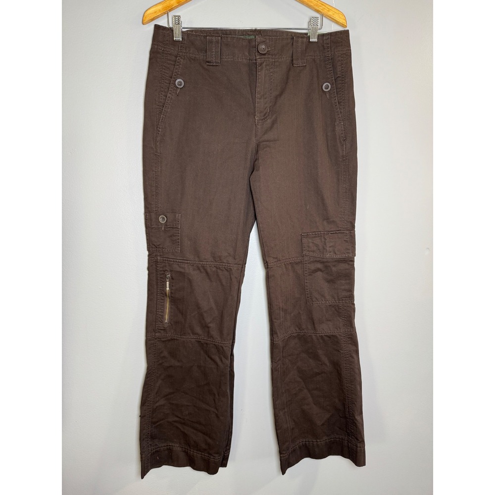 Eddie Bauer Womens Size 12 Cargo‎ Pants Brown Cotton Utility Easy Fit
